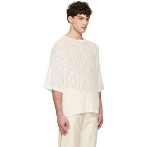 COMMAS Off White Pointelle Mens Knit T-Shirt Size Small New With Tags